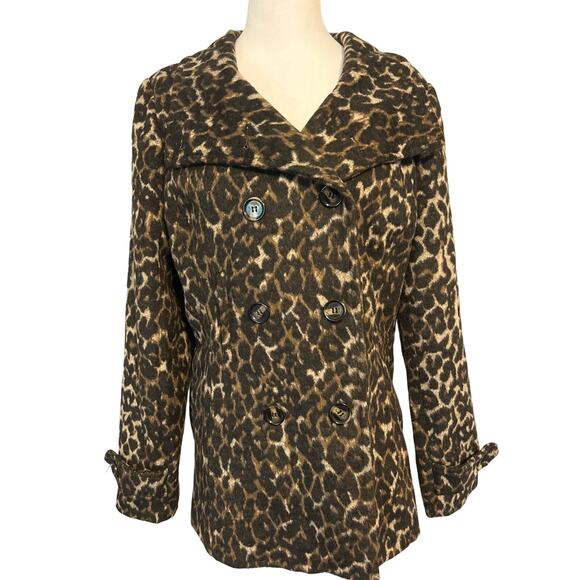 Thread & Supply Women’s Coat Animal Print Size XL Soft Wool Blend Pockets NWT - Picture 2 of 12